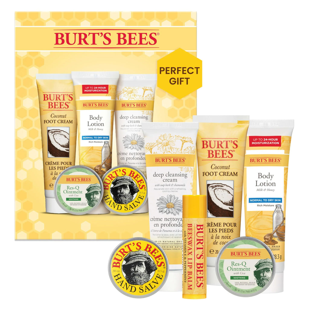 Coconut Salve Minis Body Balm Hand Cream, Ointment, Milk Cream, Chamomile Lip & with Foot & Bees Soap and Res-Q Burt's Honey Cleansing Beeswax Deep Lotion, Kit Bark Timeless