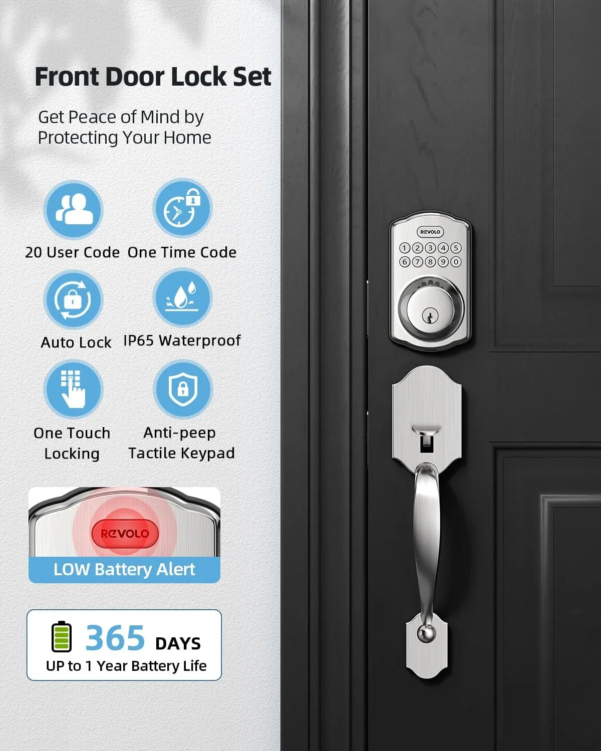 Front Keyless with Sets, Electronic Handle Lock, Entry Entry, Keypad Anti-Peeking Password, Handle, Smart Oil-Rubbed Door Bronze RE001 Door GOURE Lock, Lock Auto Deadbolt, Keyed