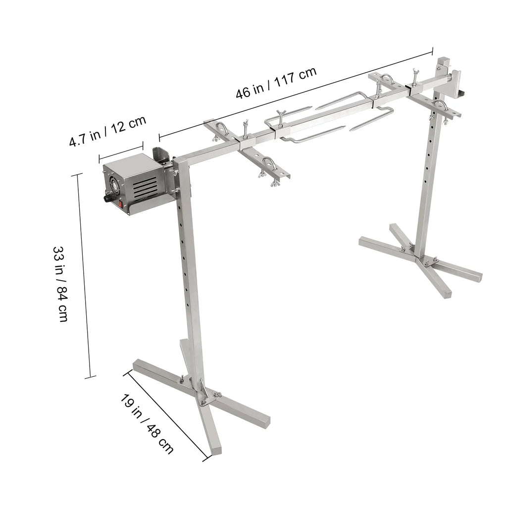 132 Electric Kit Adjustable Rotisserie Kit, Sheep Outdoor Stainless Grill Pigs BBQ BBQ Steel and Grill Large lb/60 52-Watt for 46-Inch Height kg Grill Automatic Universal SKYSHALO
