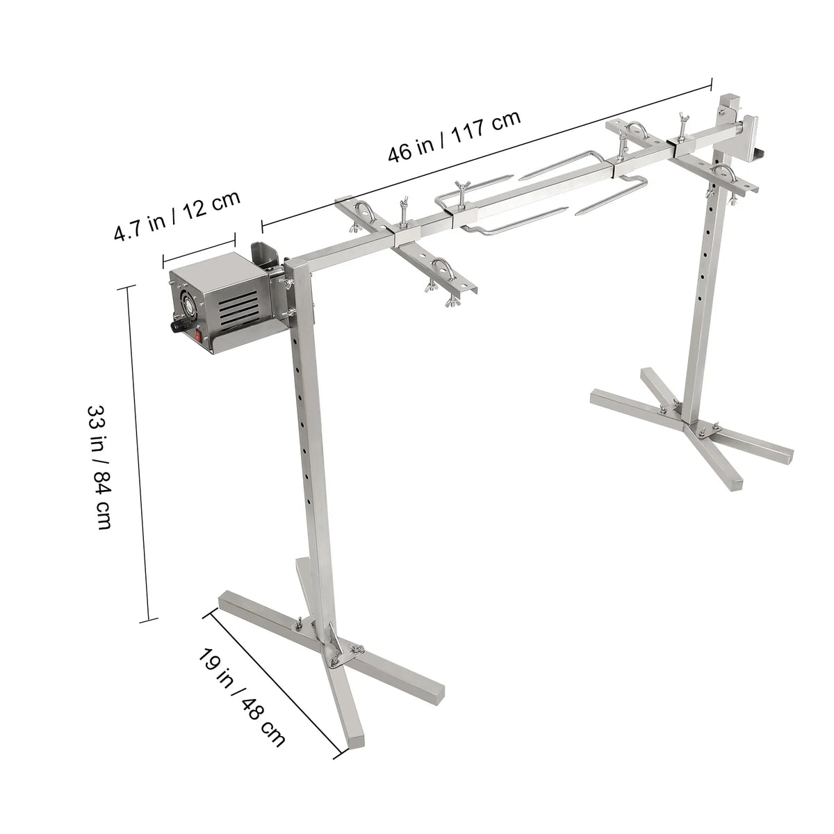 132 Electric Kit Adjustable Rotisserie Kit, Sheep Outdoor Stainless Grill Pigs BBQ BBQ Steel and Grill Large lb/60 52-Watt for 46-Inch Height kg Grill Automatic Universal SKYSHALO