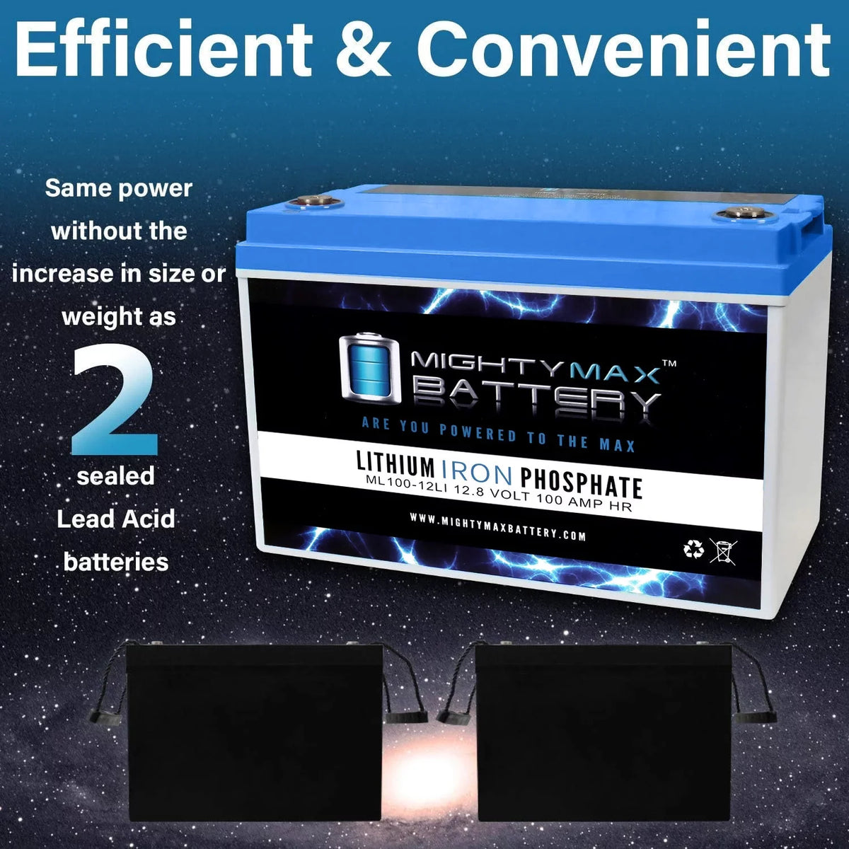 Off-Grid Battery Lithium RV for 12V Solar Replacement System 100AH