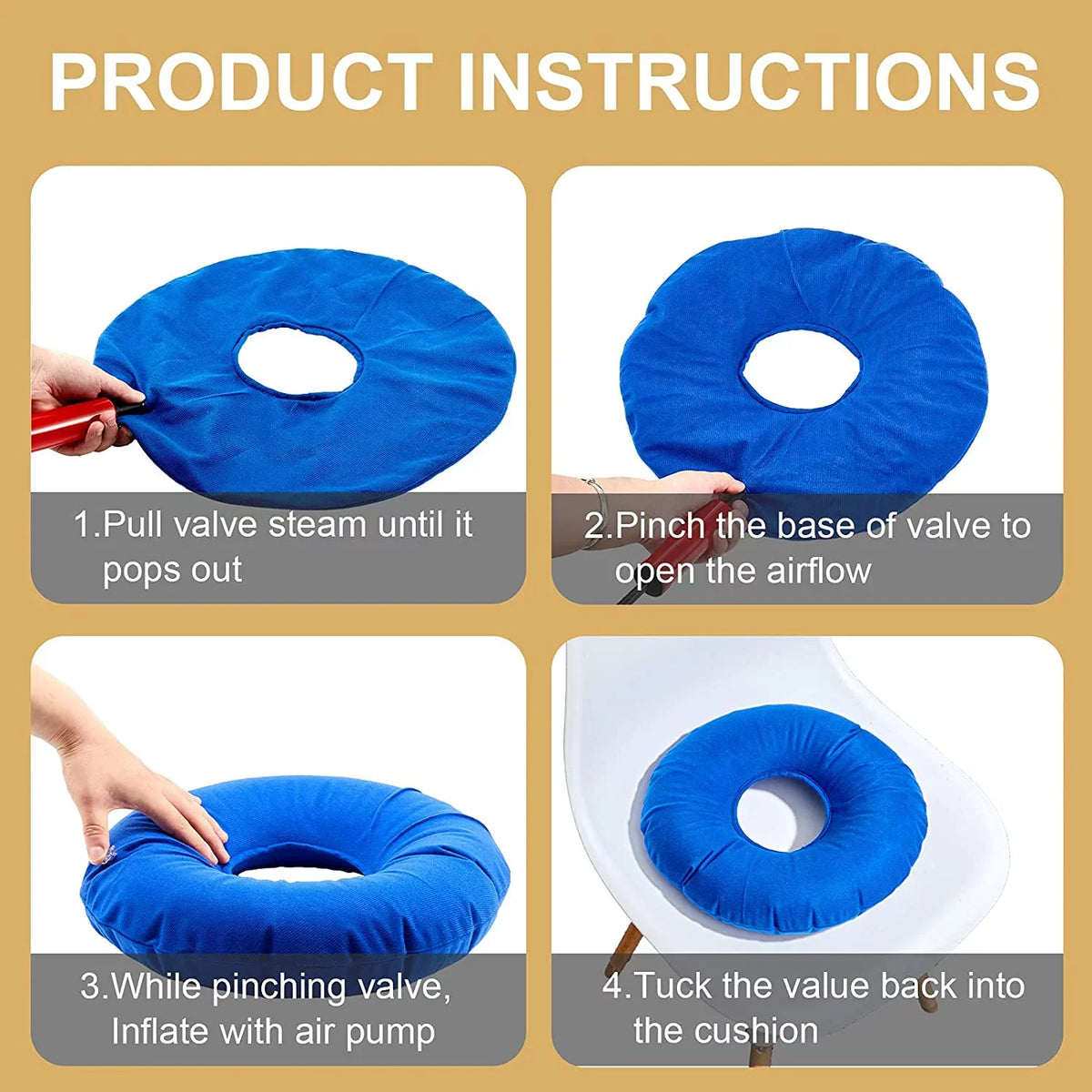 Cushion (Blue, Office Inflatable Chair Car, Ring 2 Pieces Seat Donut Inch Colors Red) 15 Inflatable Wheelchair Cushion Cushion for Pillow Inflatable Cushion Round Portable Zonon 2 Home Donut