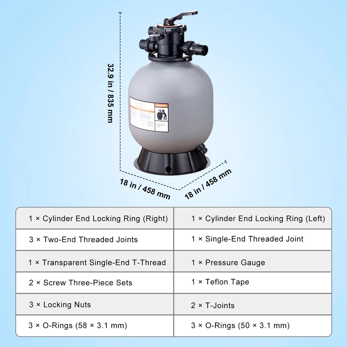with Sand Filter Pool Valve BENTISM 7-Way Filter 19" Above Inground Sand Swimming