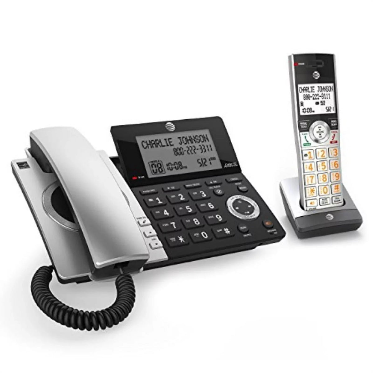 Call 1 with Black/Silver 6.0 DECT Blocker, Expandable Handset with CL84107 Phone AT&T Smart Corded/Cordless