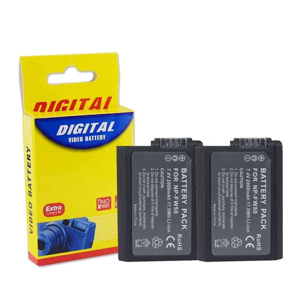 a6300 a7II a6500 Battery Pack a7R 2250mAh a7R NEX-3 For Camera NP-FW50 a7 NEX-5 Battery Camera 7R Sony 2 Alpha Digital II