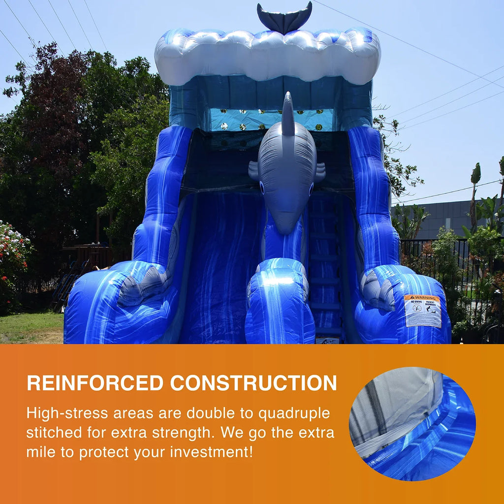 and Slide Grade Kids Adults Commercial Slide Water Dolphins Blower JumpOrange with Inflatable with Outdoor for Pool
