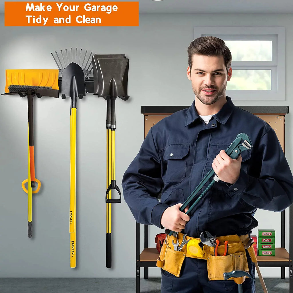 6 Mount Hooks, Metal Wall Garage Tool Heavy for Yard Holder Garden Duty Organizer Garage Racks Tools