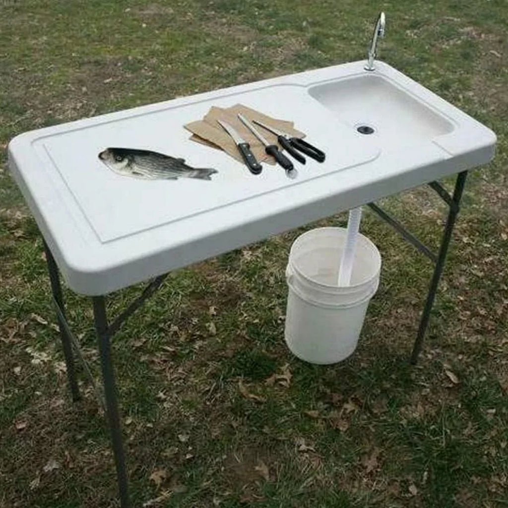 Table, Folding Faucet, for Table Camping Camping Table Portable Cleaning Outdoor Fish Kitchen Folding with & Fish Sink Garden Sink Picnic Folding