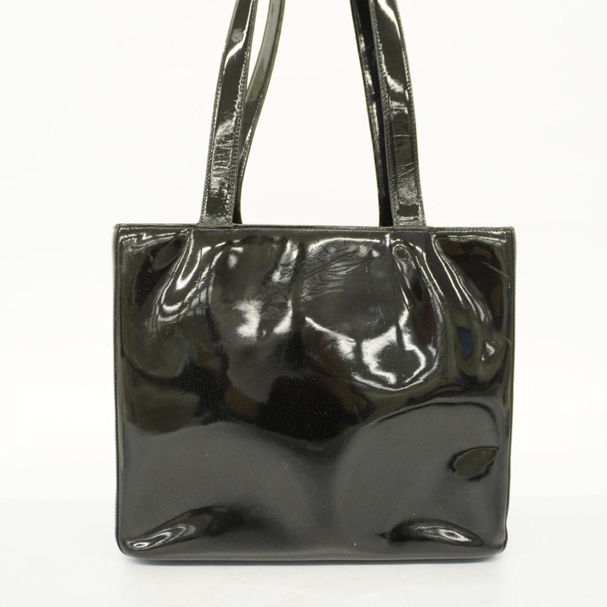 Black Women's Champagne Leather Chanel Tote Bag (Good) Patent Pre-Owned
