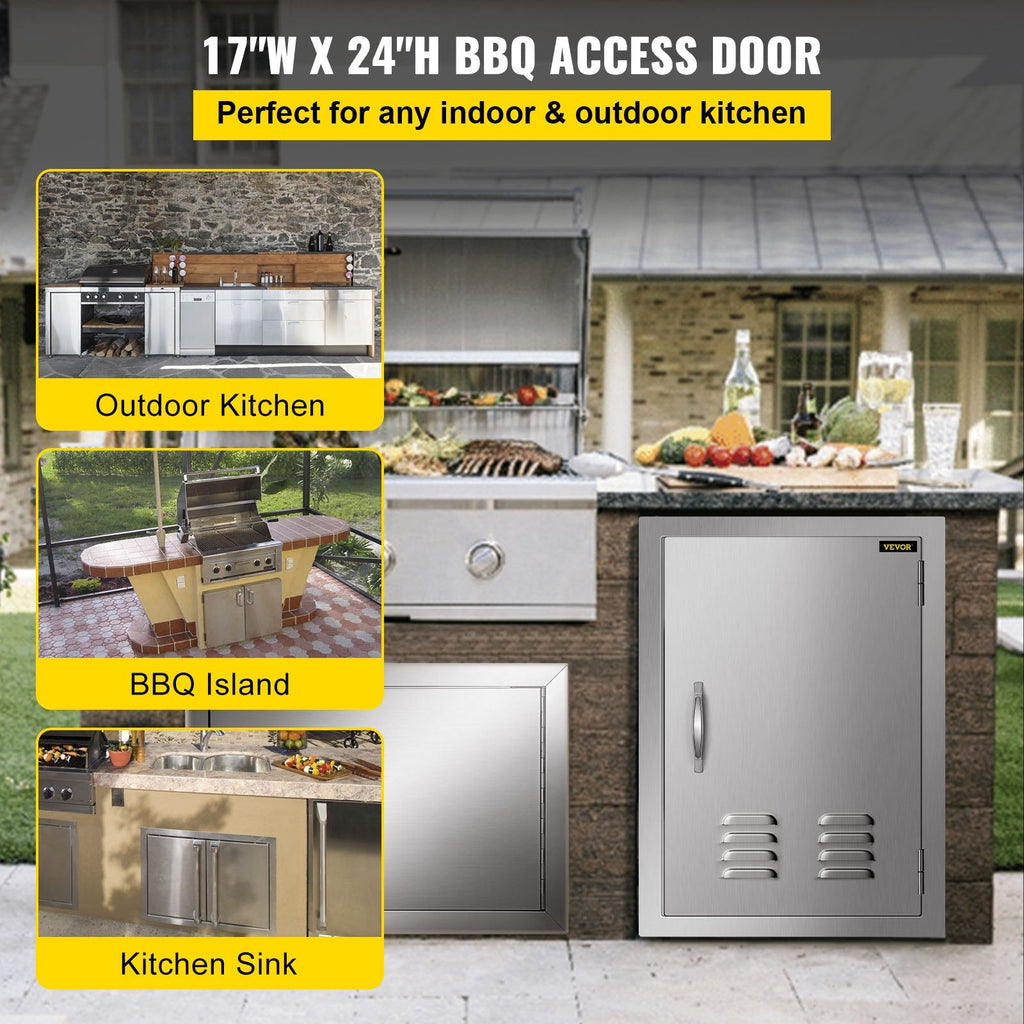 Door Storage Door Vertical with 17x24 Steel Vents for Stainless BBQ inch Island Single Access