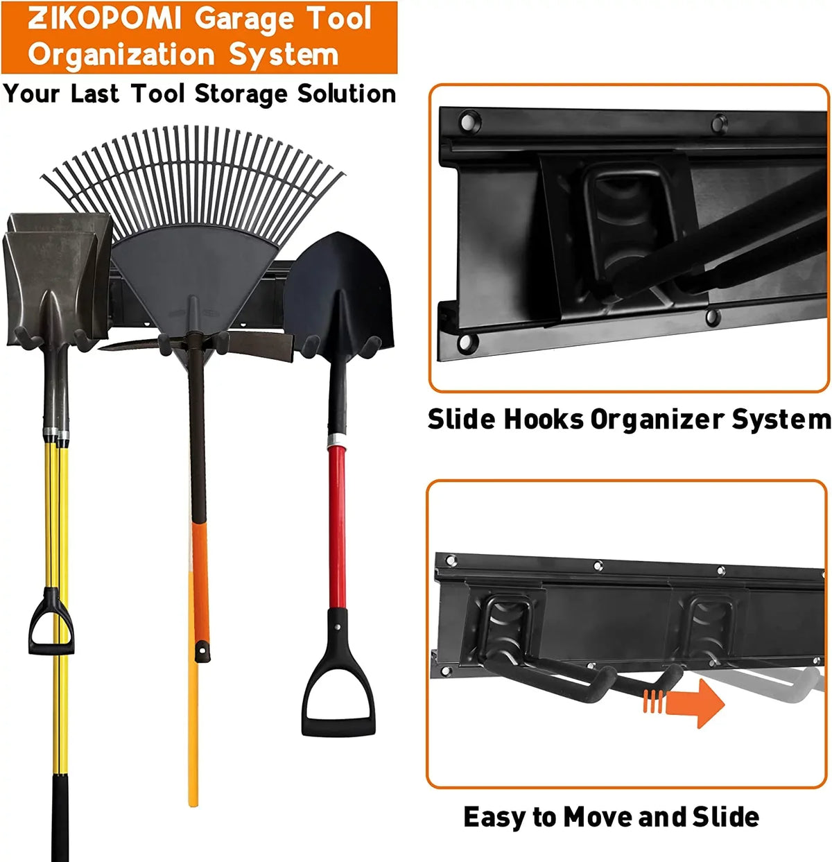 6 Mount Hooks, Metal Wall Garage Tool Heavy for Yard Holder Garden Duty Organizer Garage Racks Tools