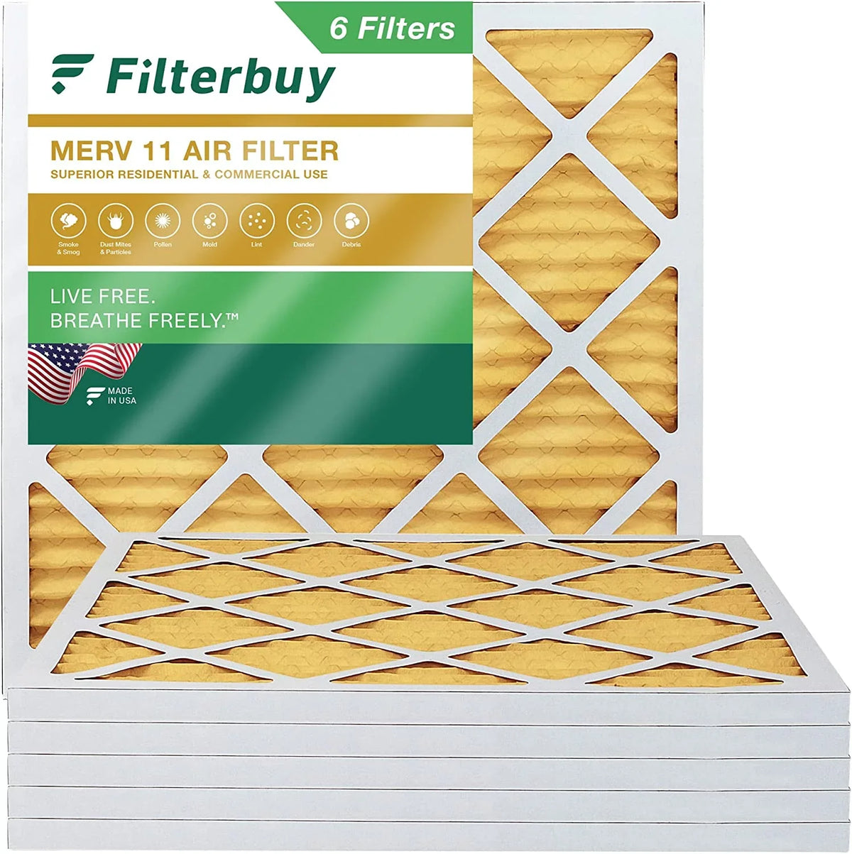 Pleated Filterbuy Air HVAC 17x17x1 11 Furnace AC (6-Pack) Filters MERV