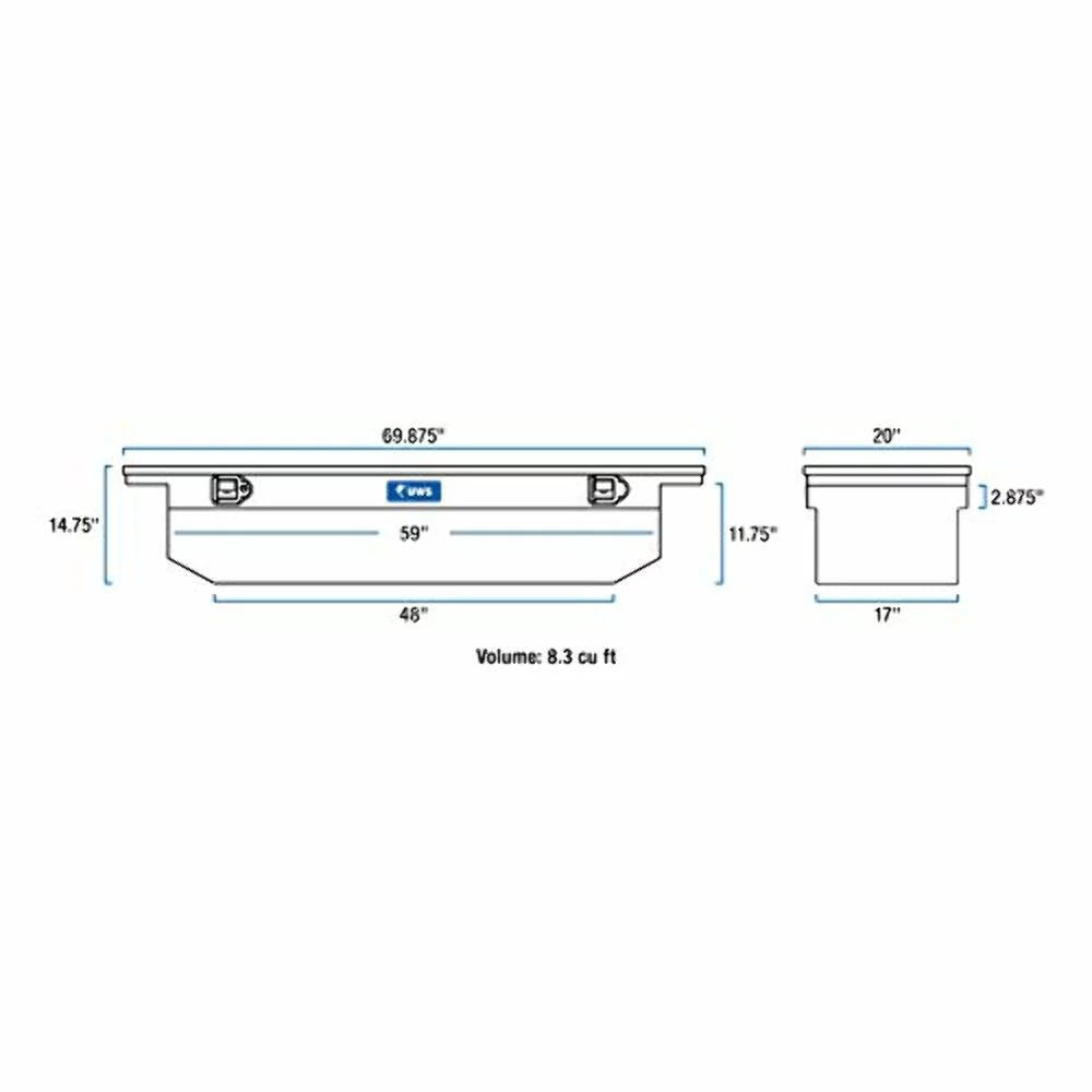 69IN ANGLED UWS/United LID Welding SINGLE UWSTBS-69-A-LP PROFILE TBS-69-A-LP ALUMINUM CROSSOVER TOOLBOX LOW Services