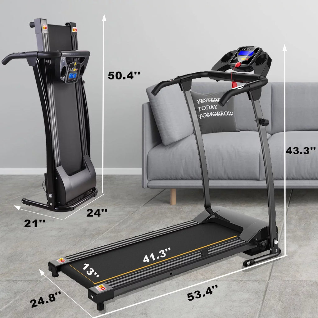 display,Pulse Home Exercise and Running for Sensor,Cup Office Walking Jogging Key Fitness Electric Holder Foldable Treadmill Safety w/LCD