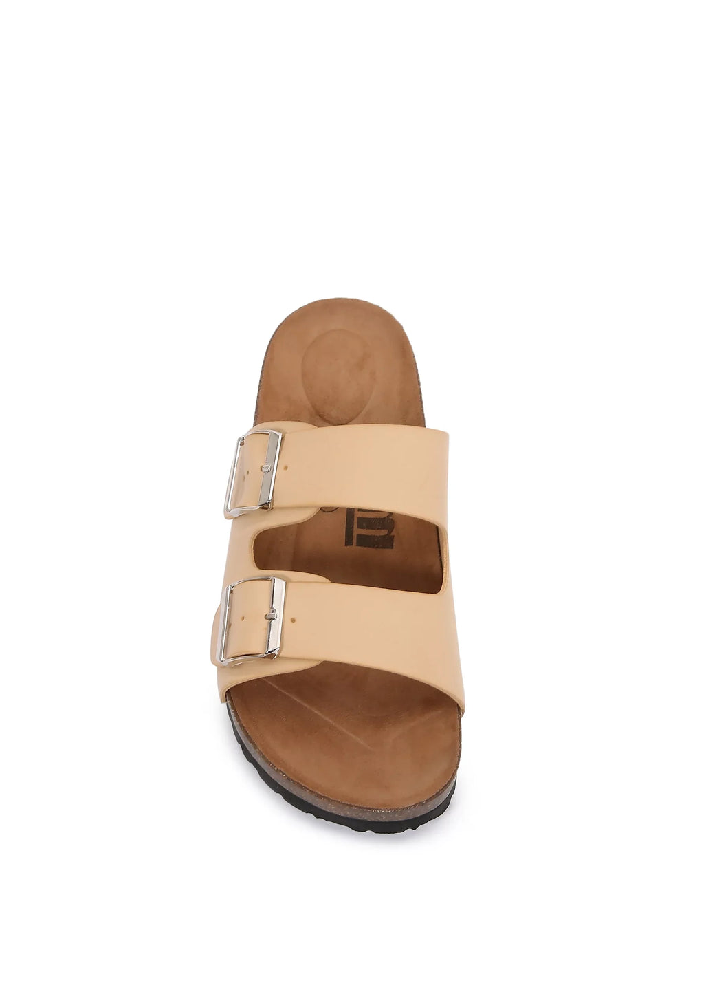 Slider Cushioned Cork Apricot/ Double Strap Women 6) Sandal Footbed Leather (PU PU Soft