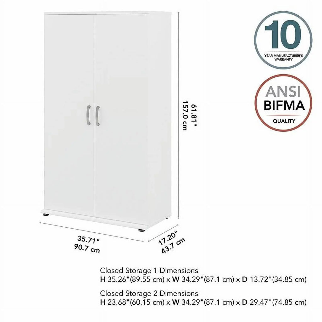 Row Pemberly Cabinet Engineered in White - Storage Tall Wood Garage