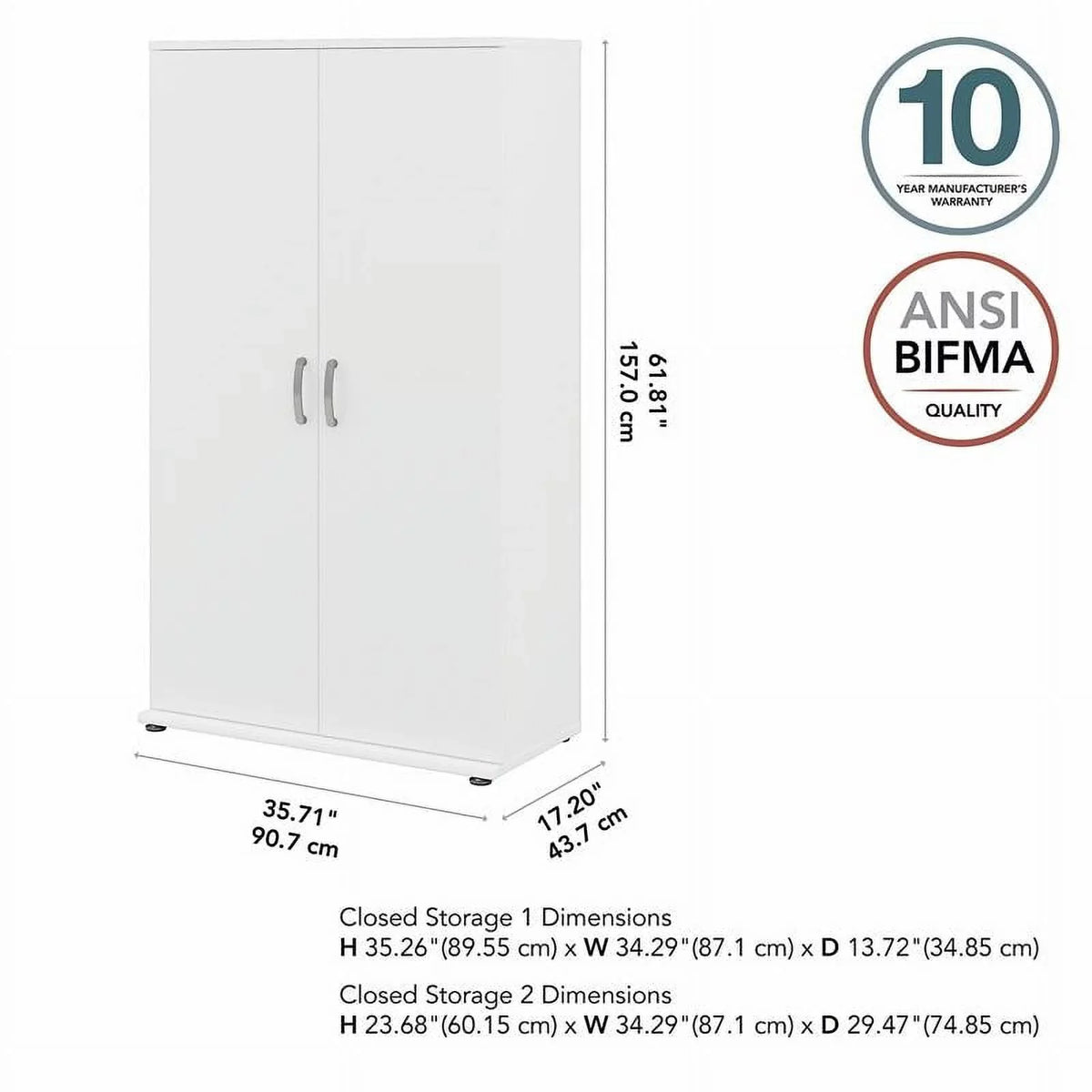 Row Pemberly Cabinet Engineered in White - Storage Tall Wood Garage