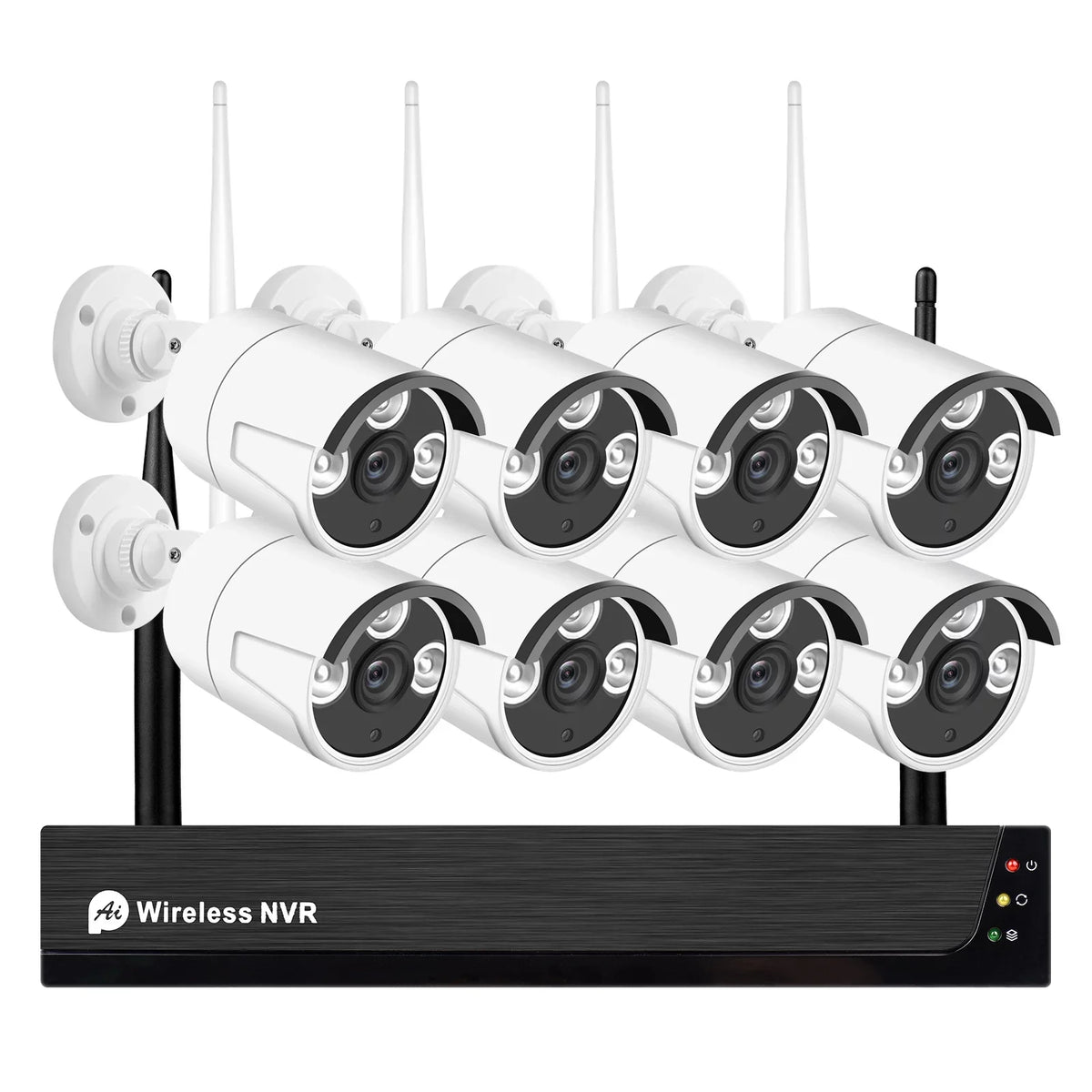 8CH NVR with Remote 1080P Outdoor Motion Hard Night IP Alert, Drive 1080P No Vision, Indoor App Smart 8PCS Access, 1080P 8Channel Cameras System, Wireless Camera CCTV + Tuya 2.0MP