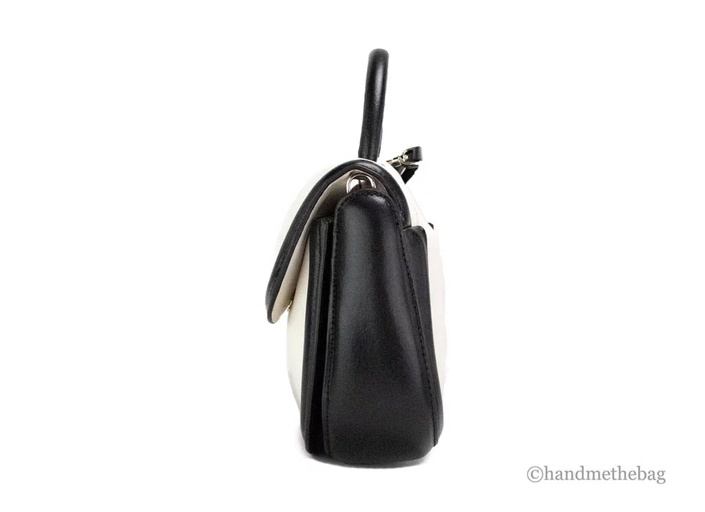 Handle Puffy Purse Bag Spade Flap Black Kate Crossbody Top Leather Colorblock