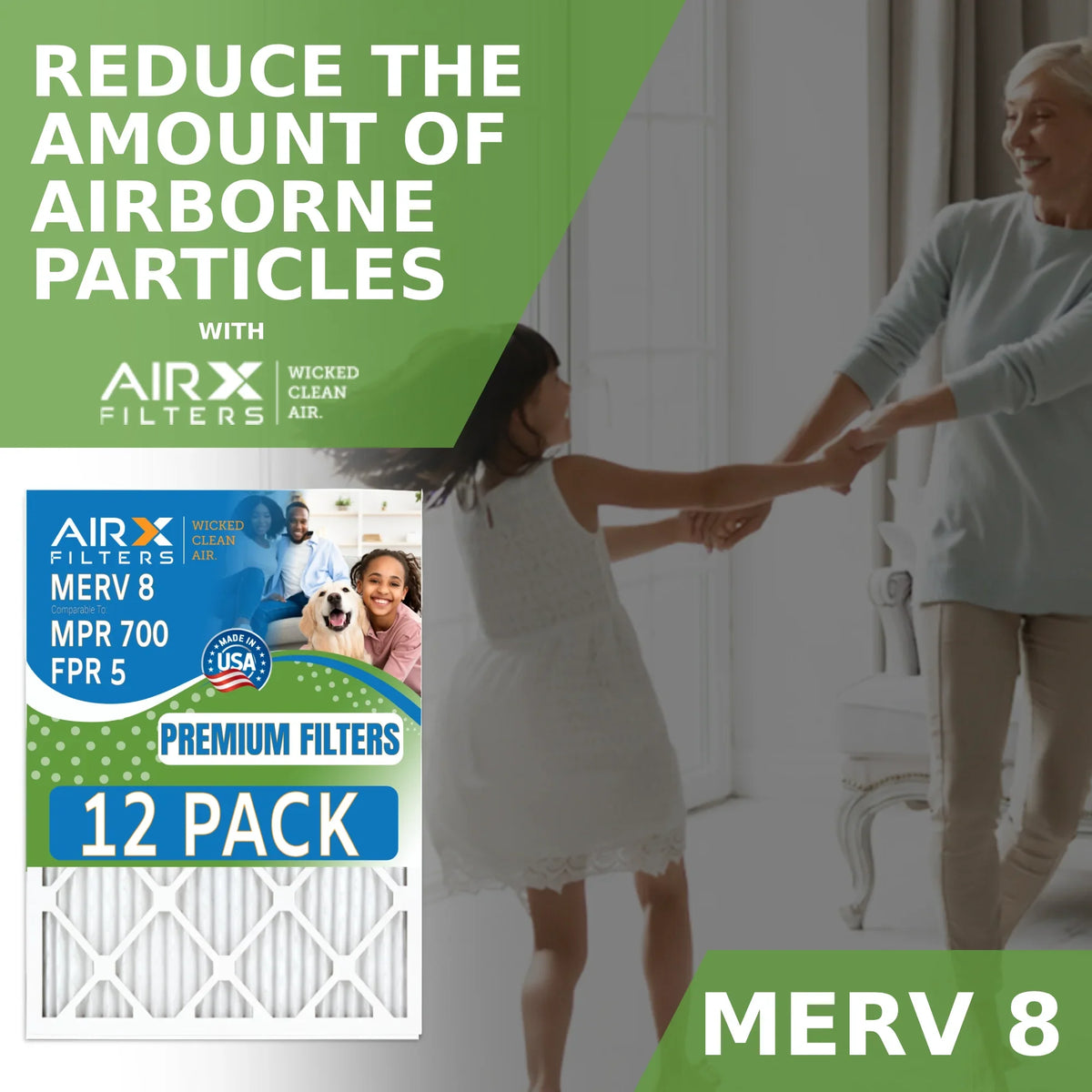 MERV of & Air 8 in - 15x20x1 USA Furnace FPR 12 Rating, Made Filter Pack FILTERS AIR. to Comparable 700 CLEAN WICKED Filters by 5 MPR AIRX