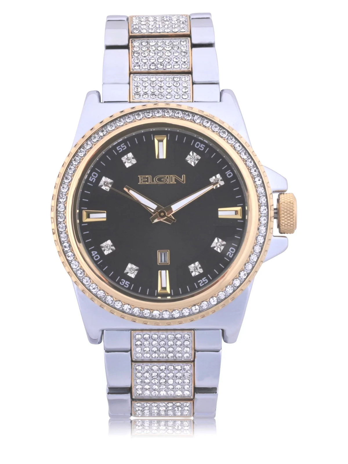 with and Watch Case Alloy Set (FG180015ST) and Male Adult Stones Gold Bracelet and in Silver Elgin