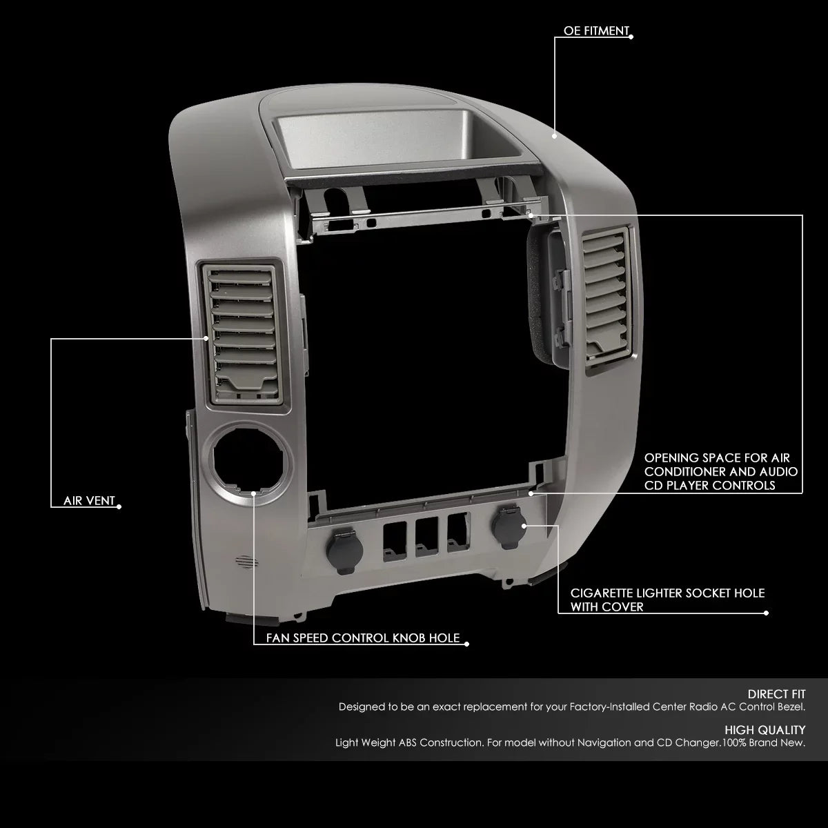 Titan SE ZTL-Y-0163 to Nissan without Center Factory Panel Console Motoring Panel DNA Lid Bezel Speaker 2004 XE 2006 05 Style For Armada Instrument