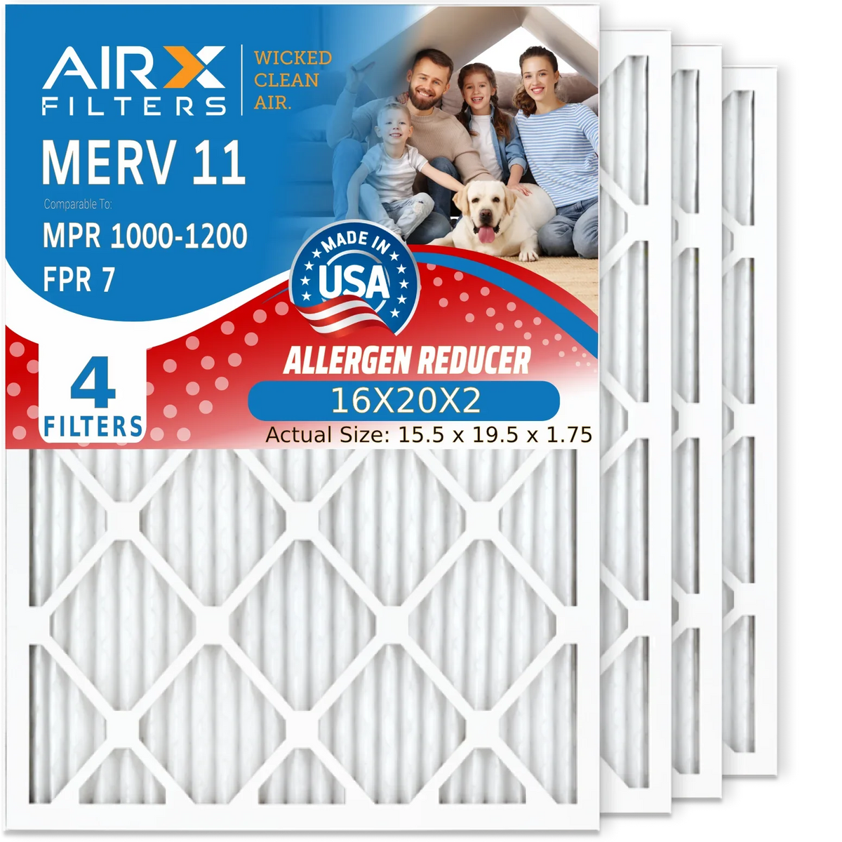 FILTERS 1000, Dehumidifiers WICKED MPR MPR Comparable & 1200 AIRX MERV to Compatible FPR Honeywell 4 AIR. 7 CLEAN 11 with 16X20X2 DH150 Pack by Filters
