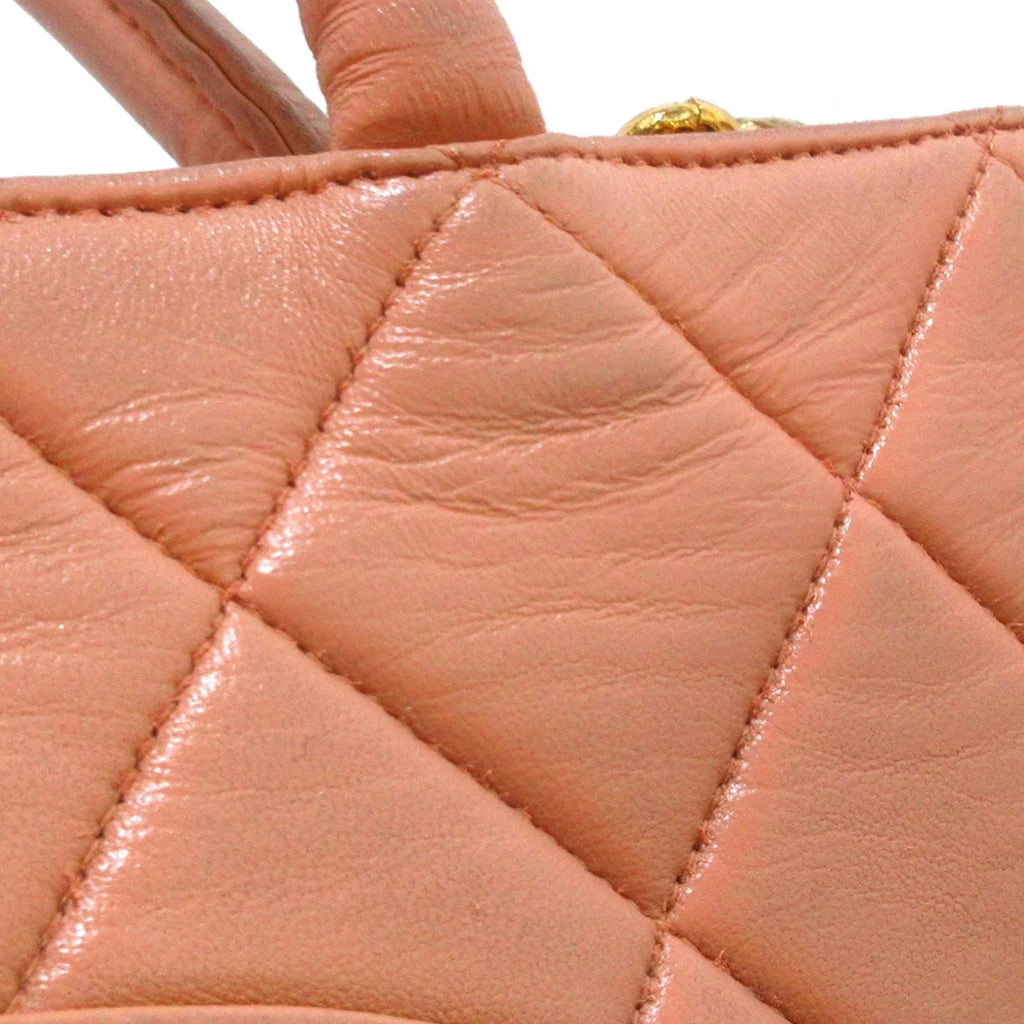 Authenticated (Good) Lambskin Orange Pre-Owned Tote Bag Women Leather Chanel Medallion Tote