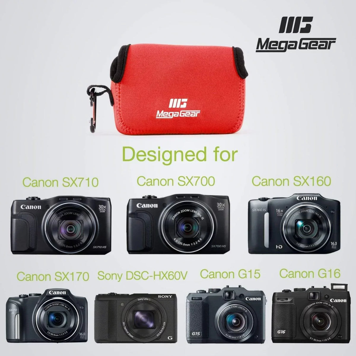 Canon Neoprene IS, SX160 DSC-HX50V, IS SX720 HS, MegaGear G16, HS, Sony G15, DSC-HX60V, PowerShot Case HS, SX710 Camera Canon SX700 SX170