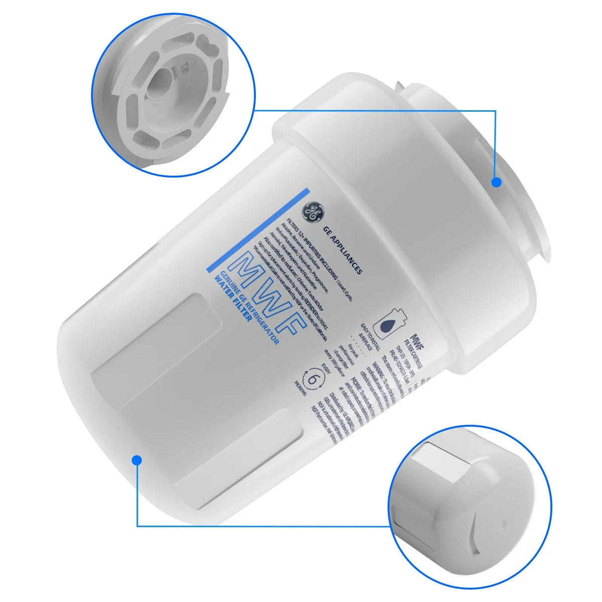 GWFA , 6 Water MWF, with MWF Replacement Filter Fridge MWFP, Refrigerator MWFA,GWF, Pack Water Filter SmartWater MWFINT, Compatible