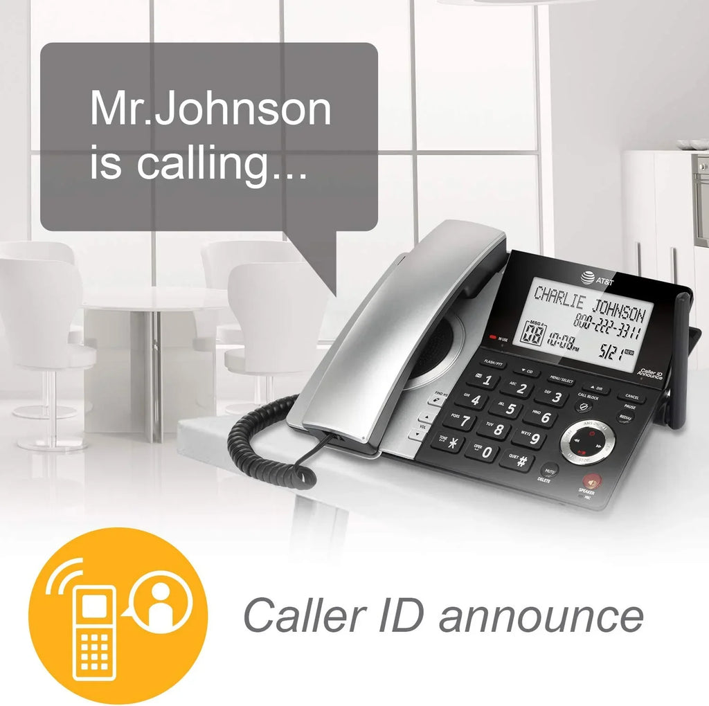 Call 1 with Black/Silver 6.0 DECT Blocker, Expandable Handset with CL84107 Phone AT&T Smart Corded/Cordless