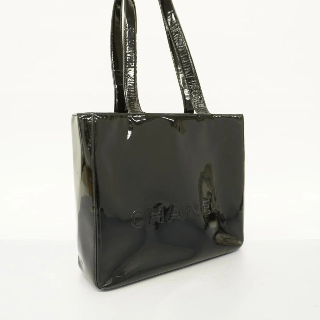Black Women's Champagne Leather Chanel Tote Bag (Good) Patent Pre-Owned