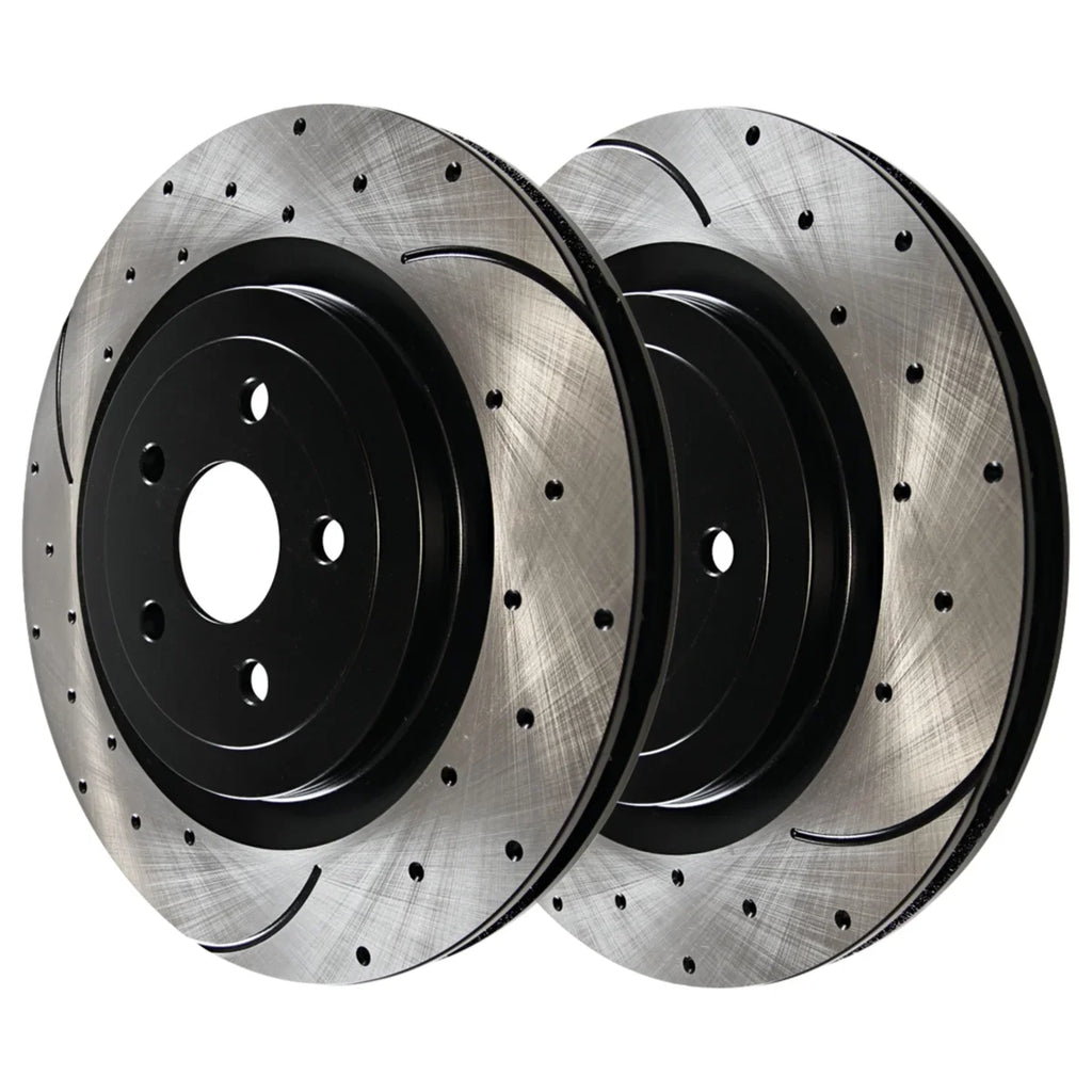 Front 2.4L 3.6L Set FWD Replacement Drilled Chrysler 4 2012 Black Dodge Rotors V6 Avenger 2008-2009 Slotted Rear 2014 2013 200 Brake for 2012-2014 and AutoShack of Caliber BRAKEPKG1085