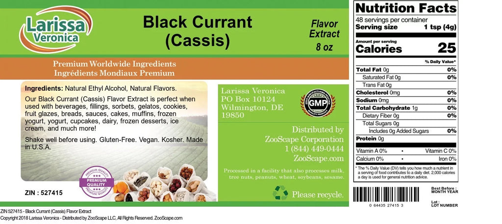 2-Pack, Currant Zin: (Cassis), Currant Larissa Veronica Flavor (Black (Cassis) oz, 527415) Extract, Black 8
