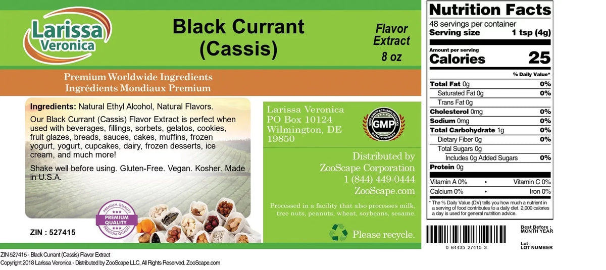 2-Pack, Currant Zin: (Cassis), Currant Larissa Veronica Flavor (Black (Cassis) oz, 527415) Extract, Black 8