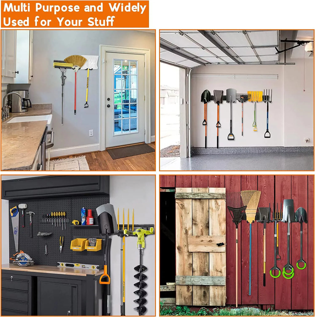 6 Mount Hooks, Metal Wall Garage Tool Heavy for Yard Holder Garden Duty Organizer Garage Racks Tools