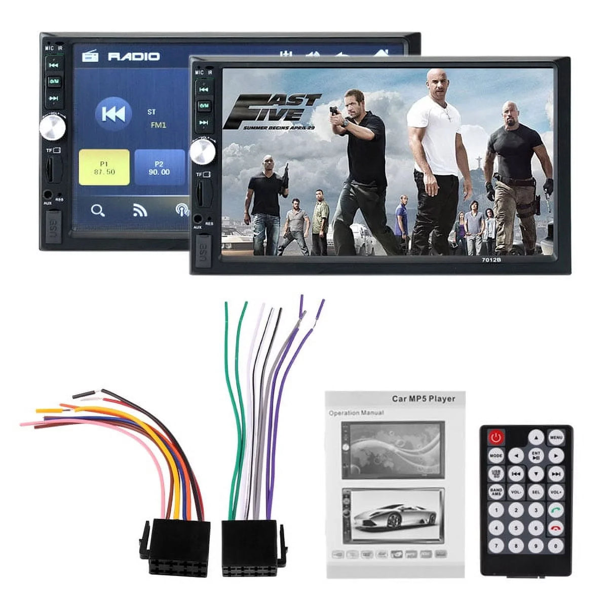 Polarlander with Screen link Din Car FM Player mirror Car AUX function MP5/4/3 4LED with SD HD Touch Double Audio USB Bluetooth backup 7-inch Multimedia camera radio Stereo Car