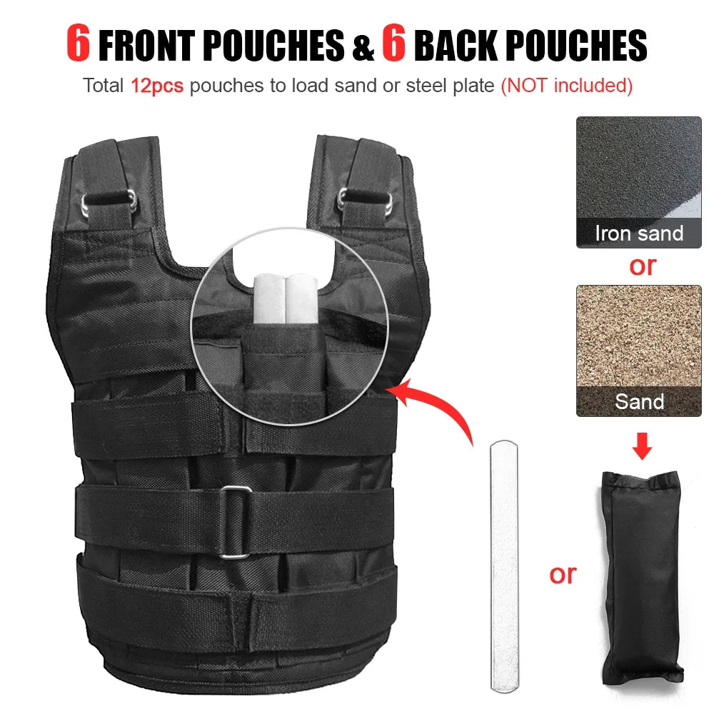 Weighted Weight (Empty) 50kg Training Jacket Adjustable Strength Tomfoto Exercise Loading Vest Oxford Weight Max Cloth Loading