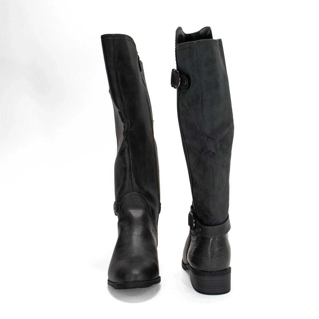 Extra Leandraa M Calf Riding Grey,8 Wide Karen Boot, US Scott Women's