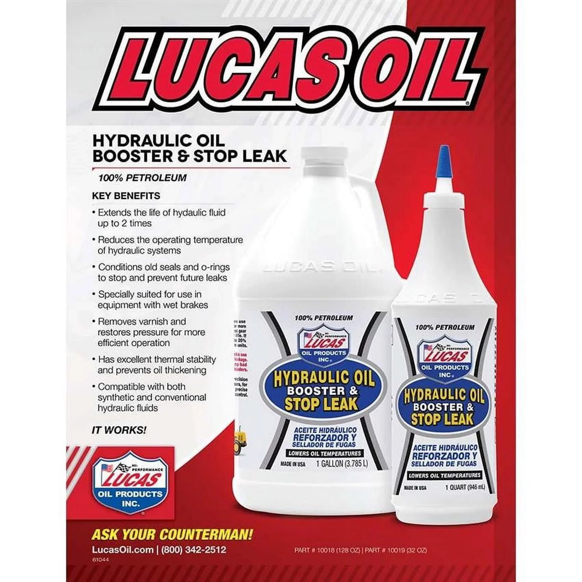 1 Oil Gallon, Booster/Stop 10018 Oil Case/4 Hydraulic Leak, Lucas