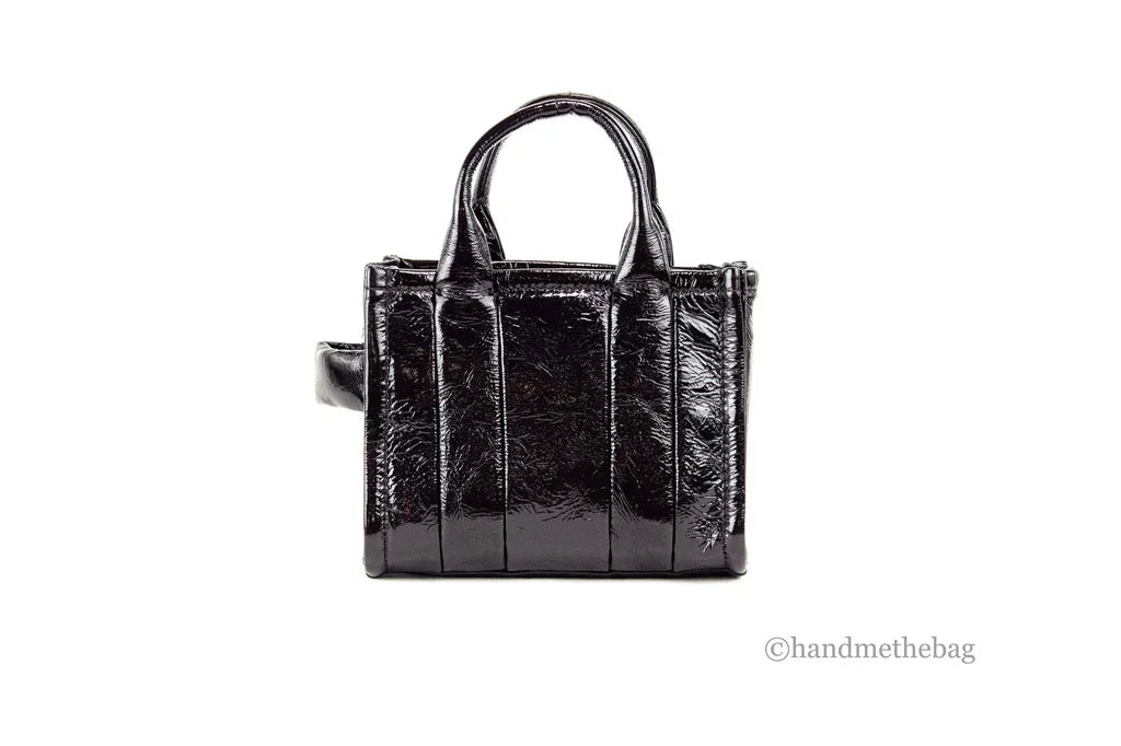 Tote Shiny Marc Bag The Micro Leather Crossbody Handbag Black Jacobs Crinkle