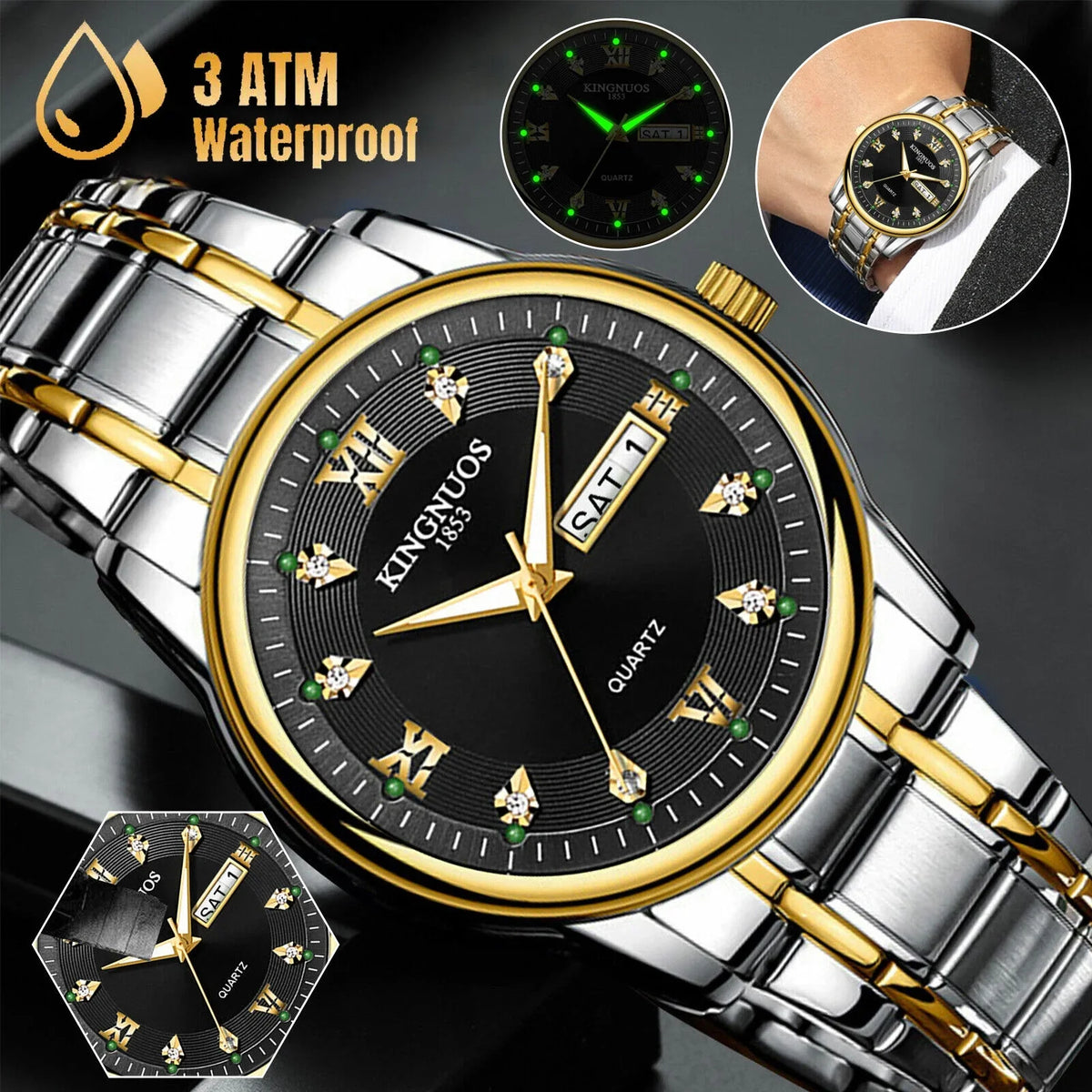 Relojes Watch De Luminous Steel Stainless Quartz Men's Classic Hombre Waterproof