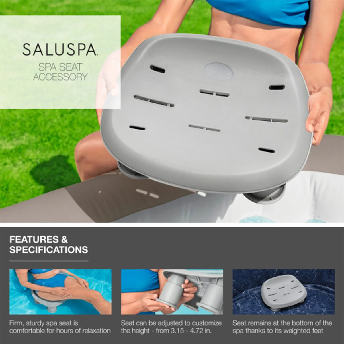 Pillows Tub Headrest Hot & Spa 4 Seat SaluSpa w/Set Bestway of St 4 Moritz
