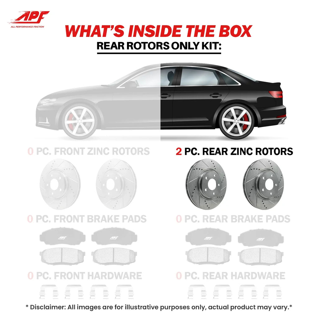 Zinc For Ford Rear Drill/Slot Brake 1998-2002 Ranger Rotors