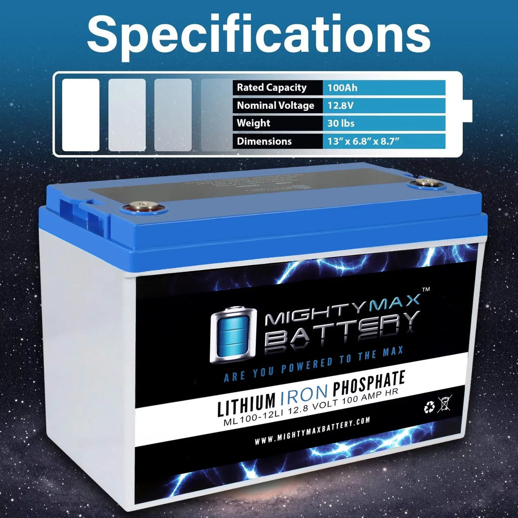 Off-Grid Battery Lithium RV for 12V Solar Replacement System 100AH