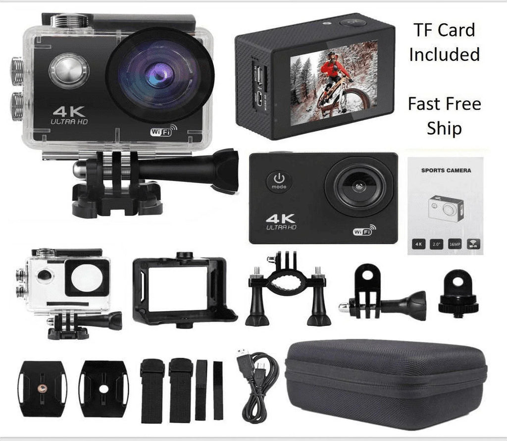 Under Included Action Waterproof, Battery, 30M Sports HD Card, Camera 1080P Carry Case TF Camera