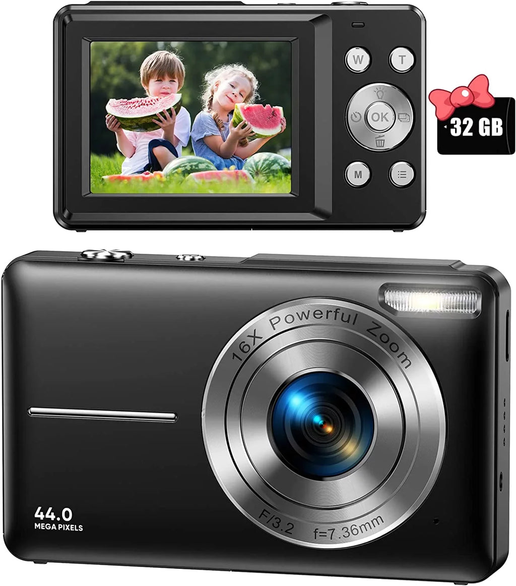 with Camera, Compact SD Video Point Digital Camera Camera for 16X 1080P Digital Kids Zoom, Digital 32GB FHD