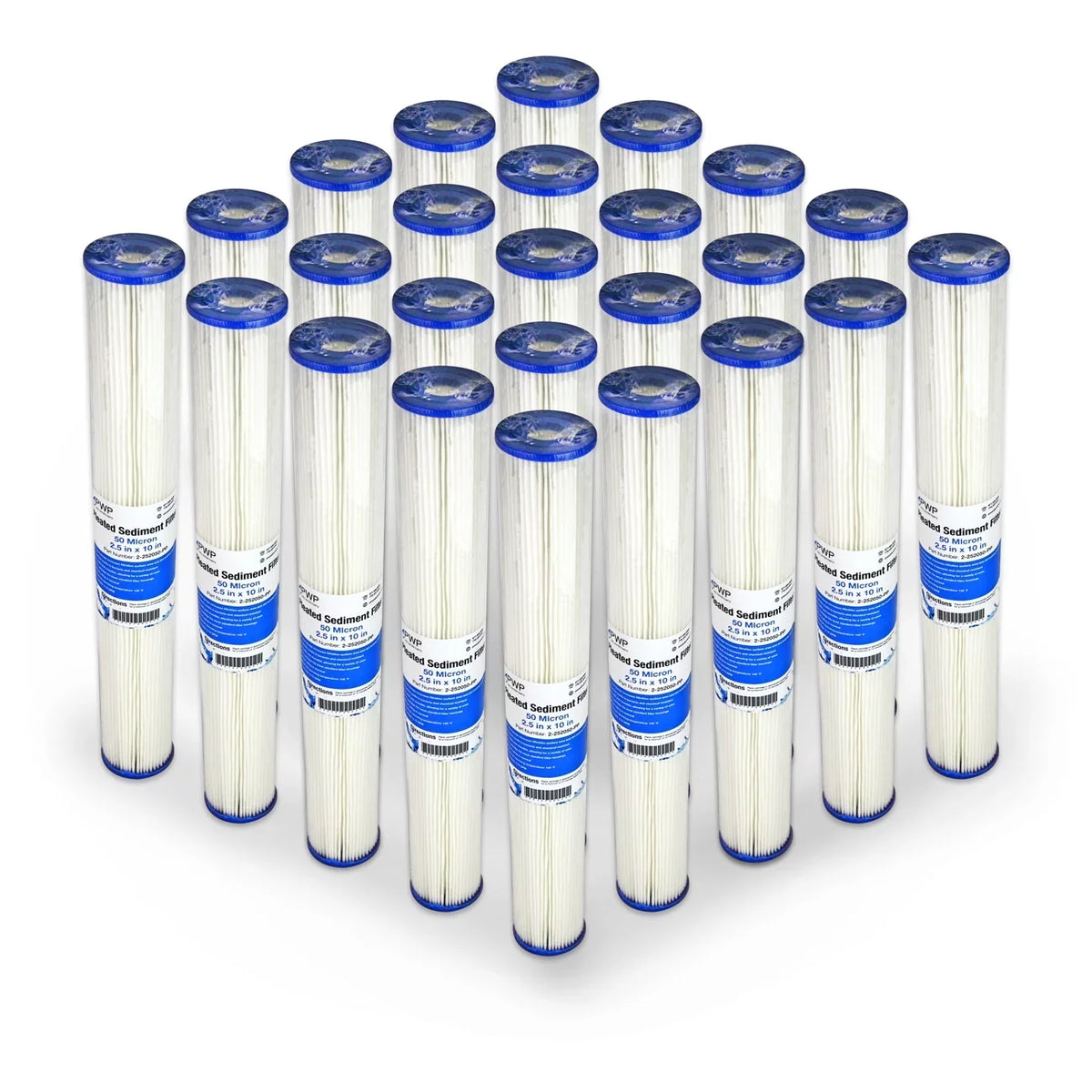 Poly Cartridge 50 2.5x20" Water Pleated micron Pack Filter Sediment 25