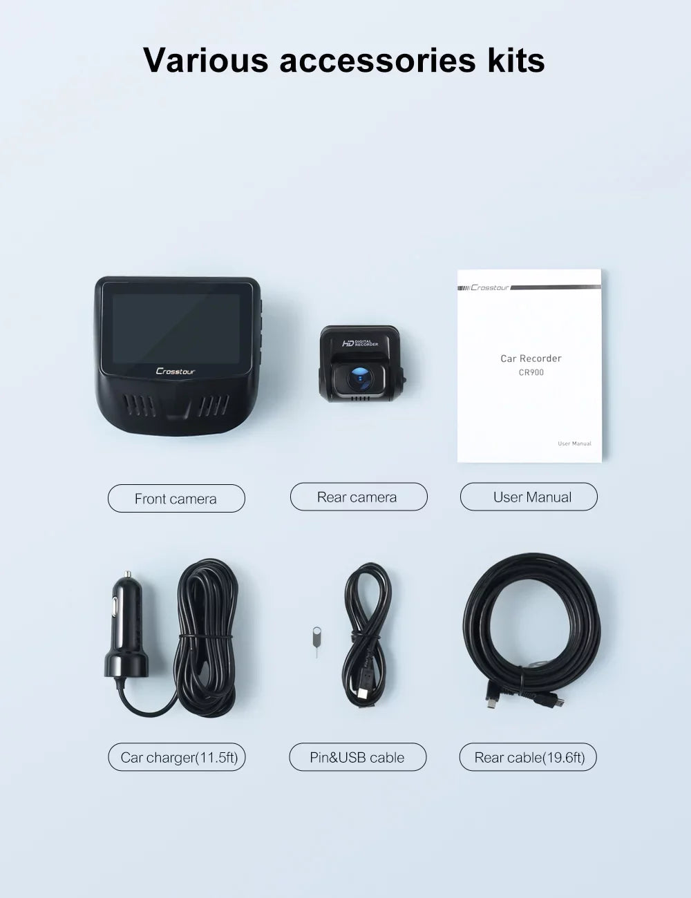 GPS Sensor,128GB Camera,External and Max,Black Cam,1080P Rear Front Dash 3”Car Security Crosstour Supported,Sony