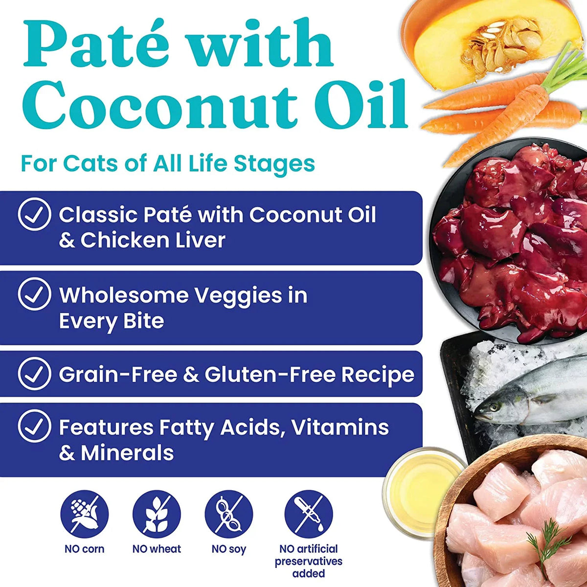 Pate & & Cat Liver Sensitive Solid Skin, Cats 16ct/6oz Wet Food Grain Coconut - Tropical Blendz for Cat - Senior Healthy Digestion, Oil Food for - Coat Wet Adult Free Can Gold Chicken & Stomach Real